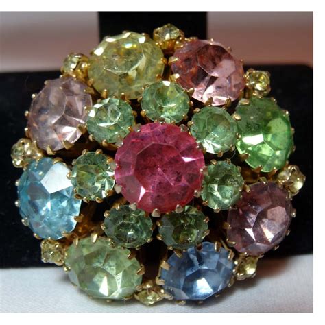 Signed Weiss Yellow Pink Purple Green And Blue Rhinestone Etsy