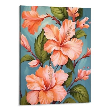 Creowell Tropical Floral Wall Art Hawaii Hibiscus Flower Paintings