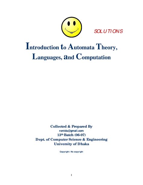 Introduction To Automata Theory Languages And Computation Solutions