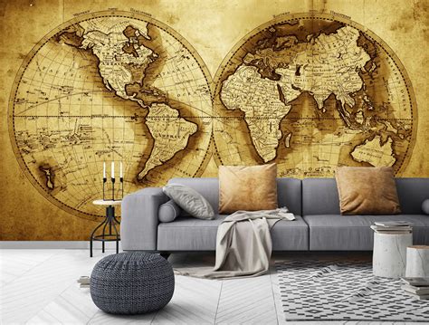 Wall D Cor Map Wallpaper Peel And Stick Self Adhesive Dark Political