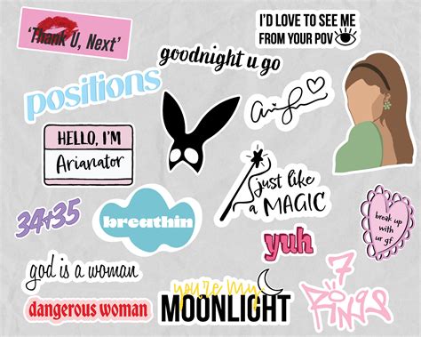 Ariana Grande Sticker Pack Arianator Ariana Grande Svg Positions