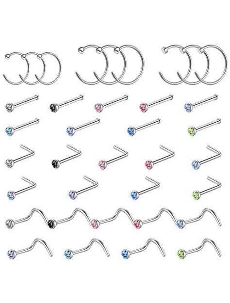 Buy Wssxc Fake Nose Rings Hoop 24 Pcs Stainless Steel Faux Ear Nose