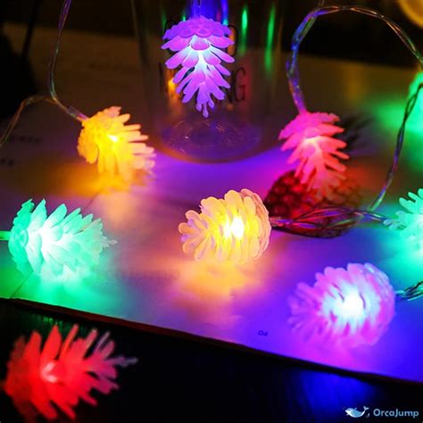 Orcajump Premium Led Solar Pine Cone String Lights Warm White