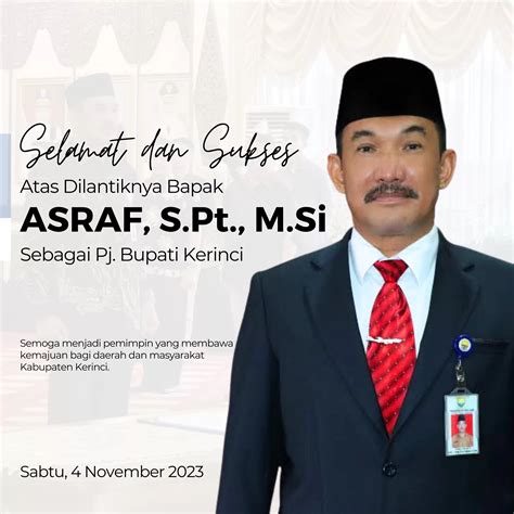 Profil Asraf Dari Guru Hingga Menjadi Pj Bupati Kerinci Jambi One