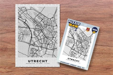 Puzzel Stadskaart Utrecht Grijs Wit Legpuzzel Puzzel 1000