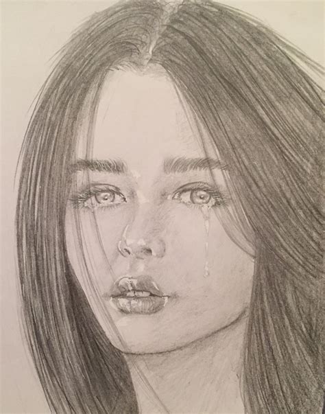 Pencil Drawings Of A Girl Crying