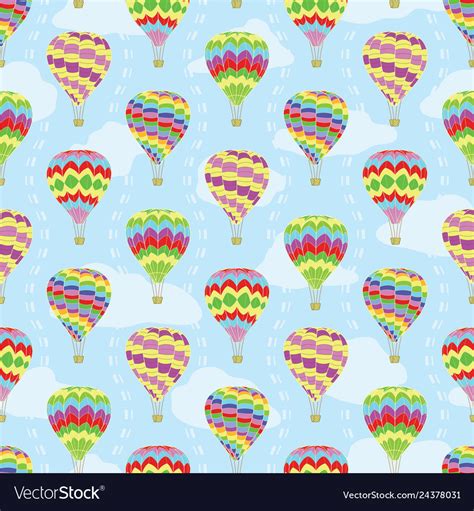 Travel Seamless Pattern Of Hot Air Balloons Vector Image