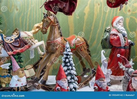 Old Fashioned Christmas Toys Santa Claus Horse Dwarfs And Other