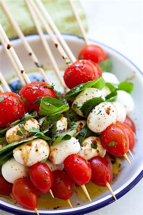 Tomato Basil Mozzarella Skewers | Recipes Ambrosial