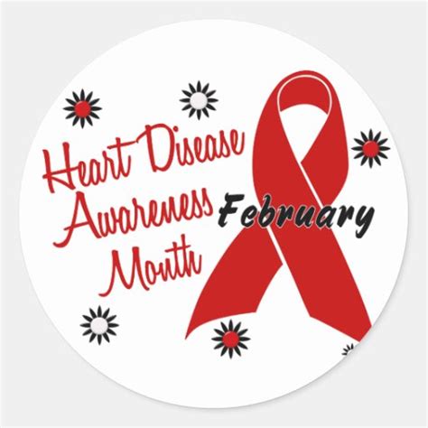 Heart Disease Awareness Month Ribbon 1.1 Classic Round Sticker | Zazzle