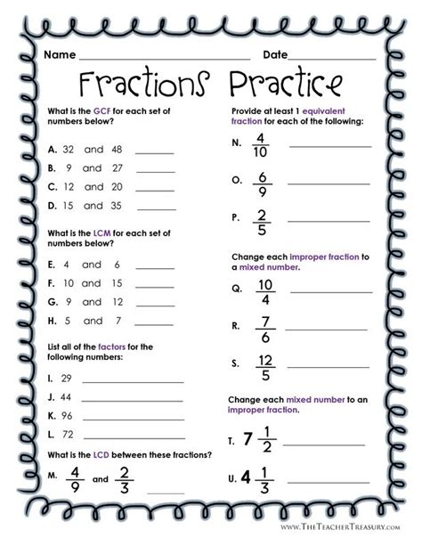 Finding A Common Denominator Worksheet