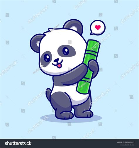 Cute Panda Hug Bamboo Cartoon Vector Icon Royalty Free Stock Vector