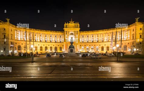 Neue Burg Hofburg Imperial Palace By Night Vienna Austria Stock