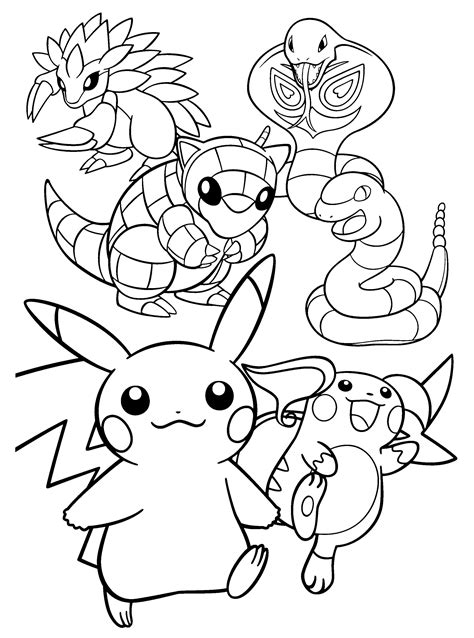 Pokemon Go Pikachu Raichu Sandshrew Sandslash Arbok And Ekans Coloring