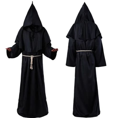 Halloween medieval sacerdote frade cristão vestes bruxa feiticeiro capa