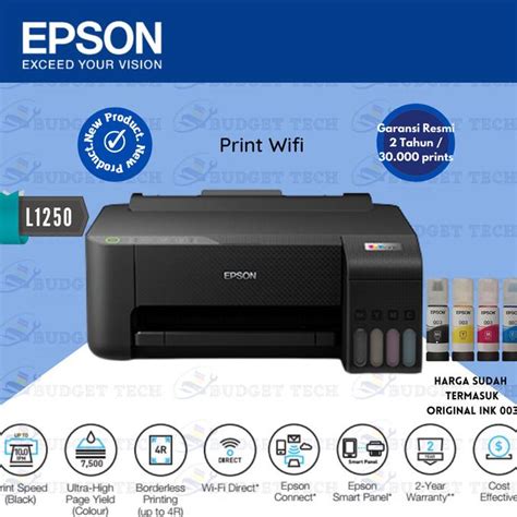 Jual Printer Epson Ecotank L1250 A4 Wi Fi Ink Tank A4 Print Wifi Shopee Indonesia