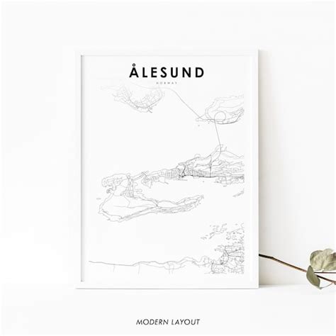 Alesund Norway Map Print Ålesund Norge Map Art Poster City | Etsy