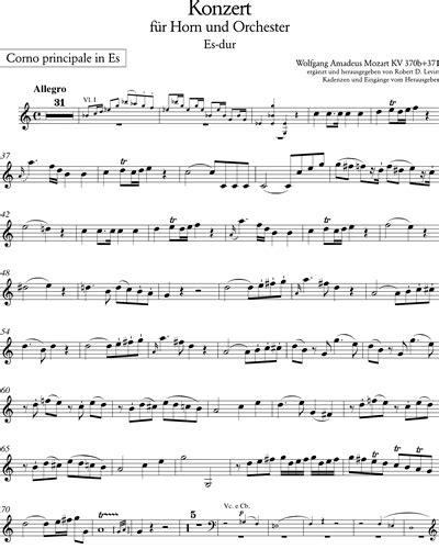 Horn Concerto In Eb Major Kv B Kv Cello Sheet Music By Wolfgang