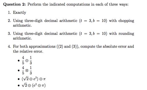 Solved Question 2 Perform The Indicated Computations In Chegg