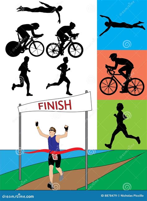 Siluetas Del Triathlon Ilustración Del Vector Ilustración De Corredor