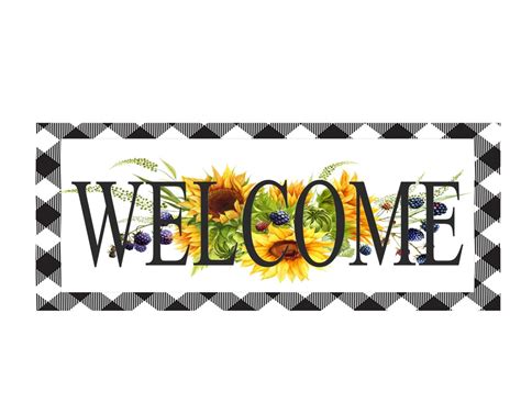 Welcome Sign With Sunflowers, Wreath Sign, Wreath Attachment, Metal ...