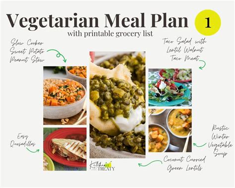 vegetarian food list printable easy family meal planner template