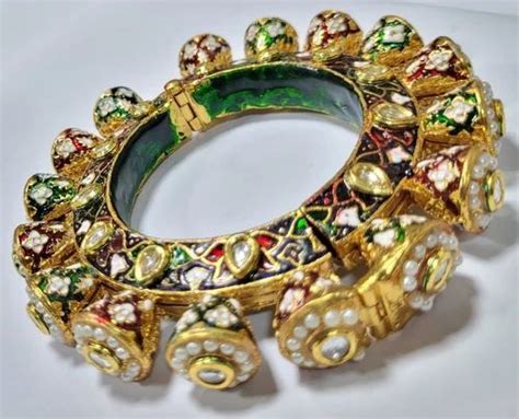 Multicolor Brass Traditional Kundan Gold Plated Bangles At Rs Pair