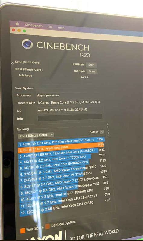 Apple M Sous Cinebench R Le Core I G S Incline Ginjfo