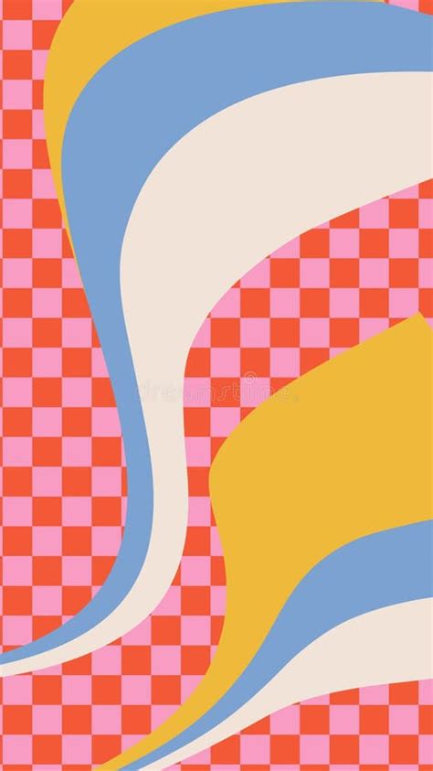 Retro Wavy Abstract Vertical Backgrounds In Style Hippie 60s 70s