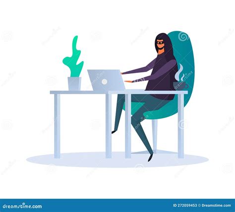 Cyber Criminal Workplace Composition Stock Vector Illustration Of