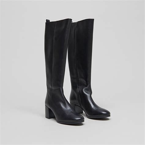 Bottes hautes à talons femme en cuir noir Jonak