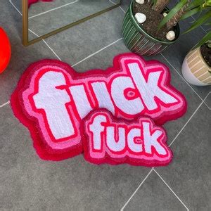 Fuck Pink Fluffy Tufted Rug Handmade Etsy