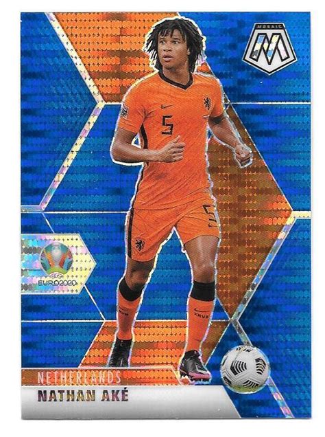 NATHAN AKE 2020 21 MOSAIC UEFA EURO BLUE PULSAR PRIZM 143 MANCHESTER