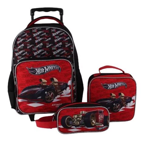 Pack Mochila Con Ruedas Estuche Lonchera Hot Wheels Cuotas Sin Inter S