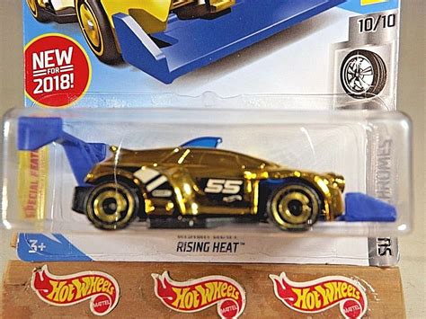 2018 Hot Wheels 304 Super Chromes 10 10 RISING HEAT Gold Chrome 50thAnniversary Contemporary