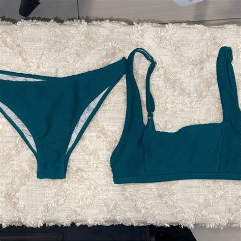 Shade Shore Swim Shade Shore Emerald Green Textured Piece Bikini Swimsuit Sz Small