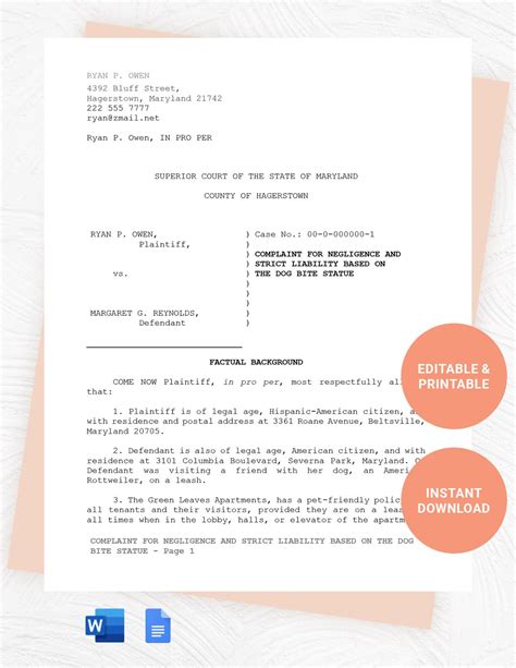 Free Pleading Paper Templates Editable And Printable