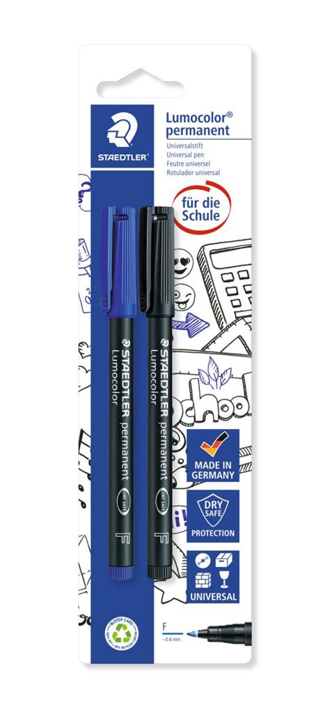 Staedtler Universalstift Lumocolor Permanent F Er Set Blau Schwarz