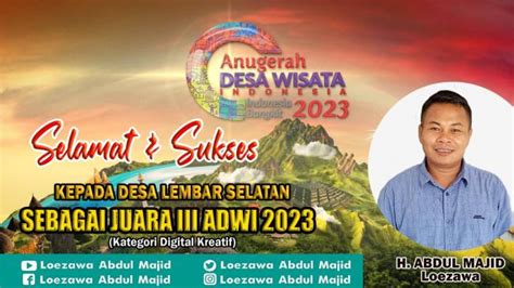 Desa Wisata Lembar Selatan Juara Nasional Di Ajang Adwi H