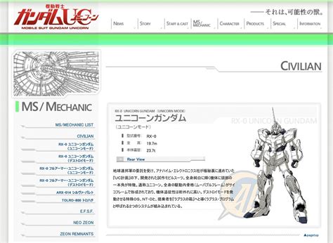 機動戰士鋼彈uc／機動戦士ガンダムuc 作品官網 Roboinfo 機器人作品資訊網