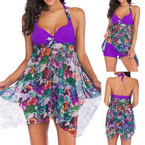 Tponi Swimsuits For Curvy Women Two Piece Sets Elastic Purple Clearance Underwear Bikini S