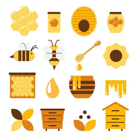 Premium Vector Honey Bees Vector Set Cute Bee Cartoon Collection