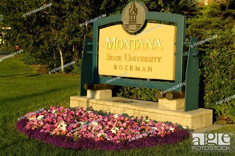 Bozeman Mt Montana Montana State University Entrance Sign Stock