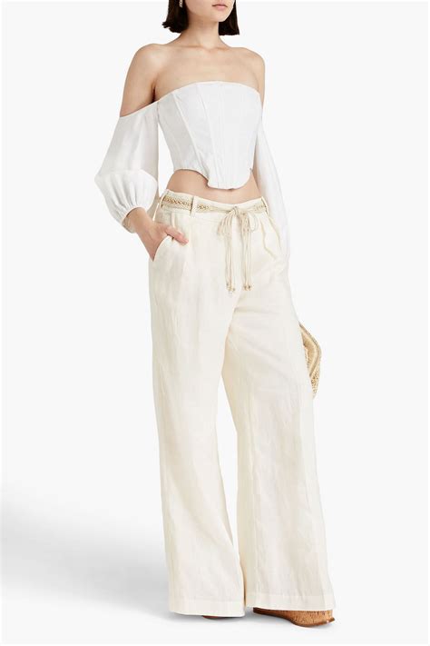 Zimmermann Belted Linen Wide Leg Pants The Outnet