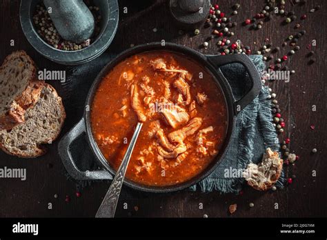 Delicious And Homemade Tripe Soup Made Of Vegetables And Beef Spicy