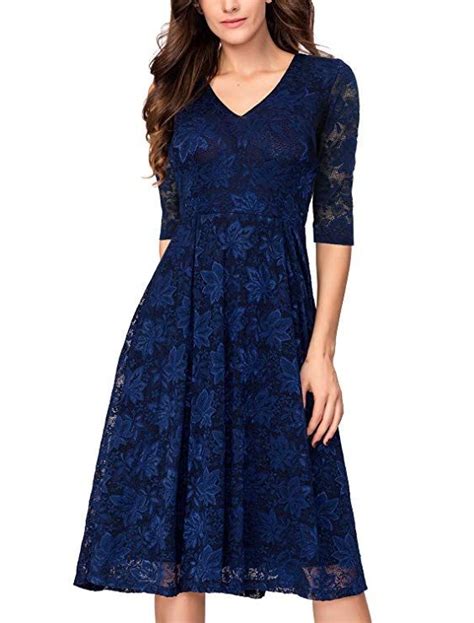 Noctflos Fall Lace Fit And Flare Midi Cocktail Dress For Women Party Wedding Womens Dresses