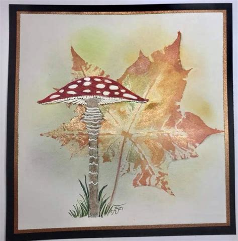 A Painting Of A Mushroom Sitting On Top Of A Leaf