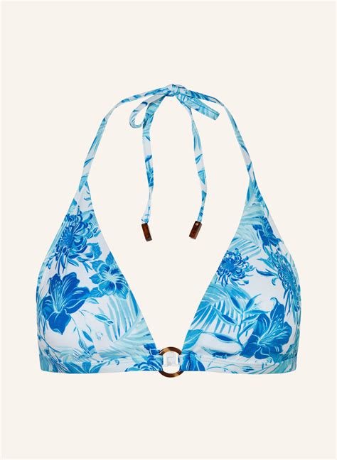 Vilebrequin Neckholder Bikini Top Tahiti Flowers In Weiss Hellblau T Rkis