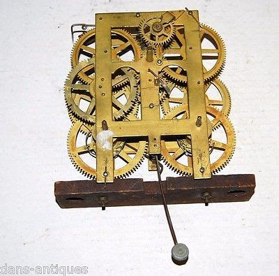 Antique Weight Driven Brass Clock Movement For Parts Or Repair 2