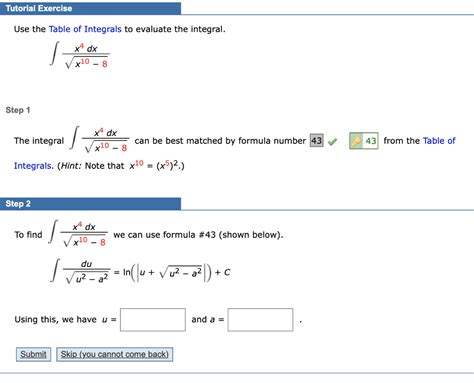 Solved Tutorial Exercise Use The Table Of Integrals To